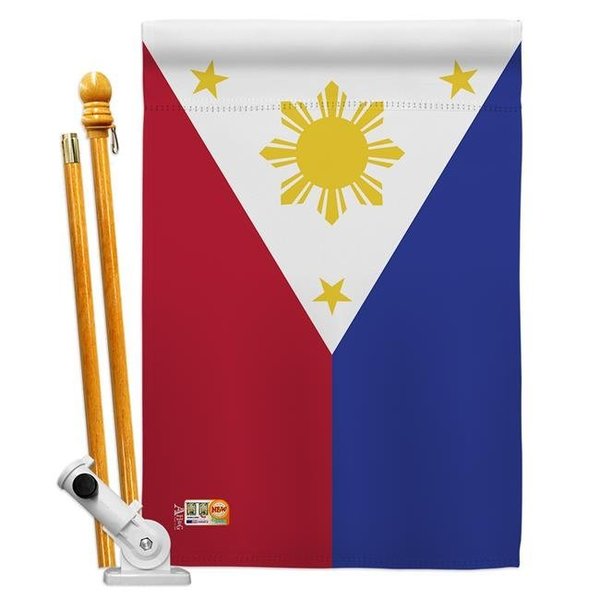 Americana Home & Garden Americana Home & Garden AA-CY-HS-140187-IP-BO-D-US18-AG 28 x 40 in. Philippines Flags of the World Nationality Impressions Decorative Vertical Double Sided House Flag Set & Pole Bracket Hardware Flag Set HS140187-BO